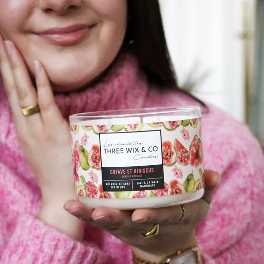 Chandelle de soya - Goyave & Hibiscus - Three Wix & Co