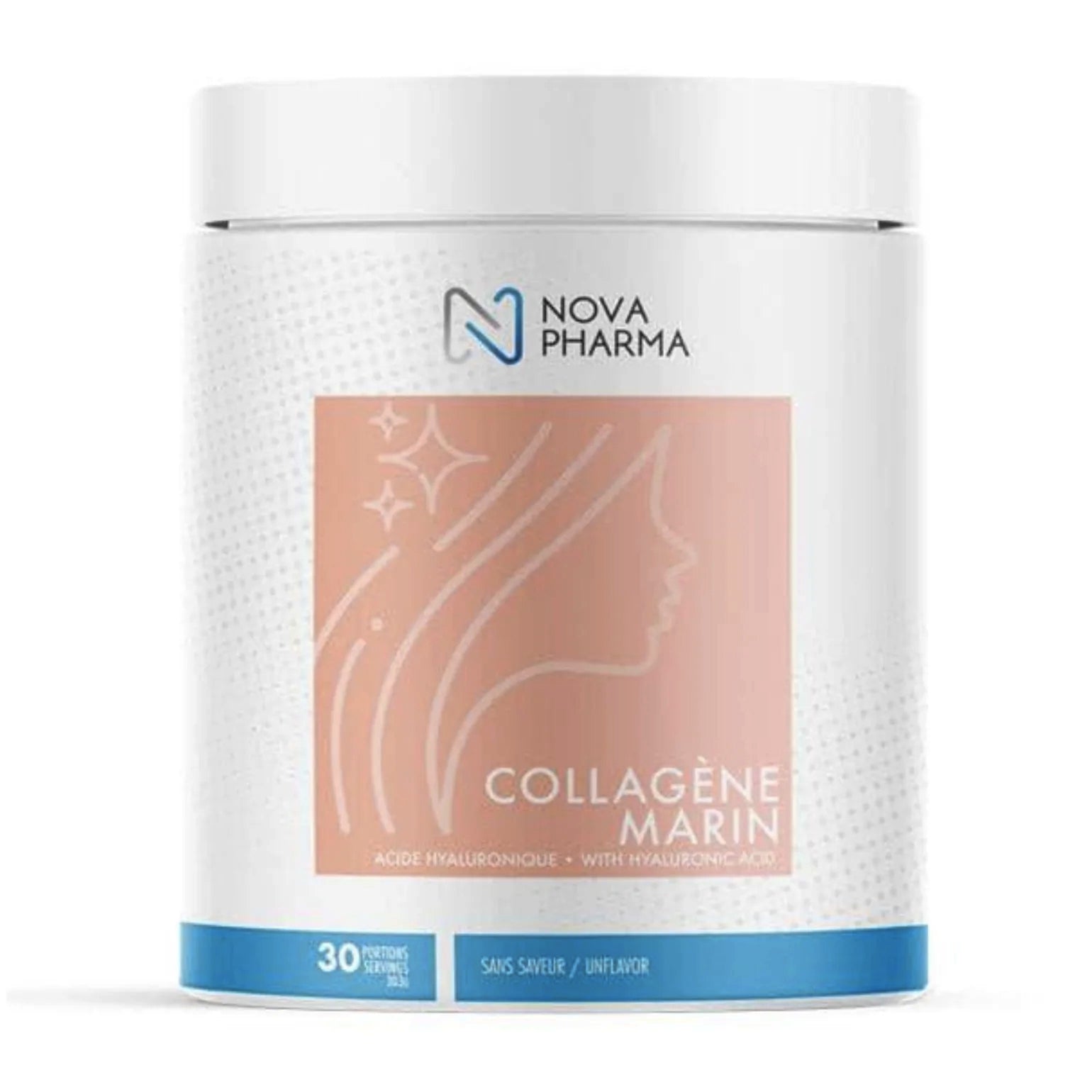 Collagène Marin + Acide Hyaluronique - Nova Pharma - Sans Saveur - 375g (30 portions)