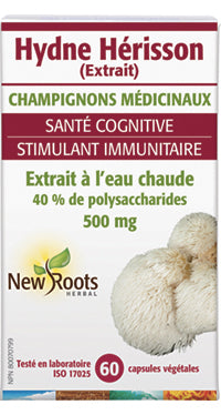 Hydne Hérisson - Lion's Mane - Crinière de lion - 500mg - New Roots - 60 ou 120 capsules