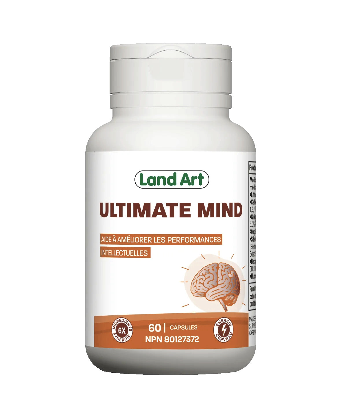 Ultimate Mind - Aide à améliorer performances cognitives - Land Art - 60 capsules
