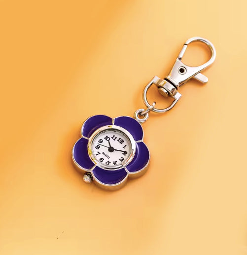 Montre porte-clés - Fleur mauve