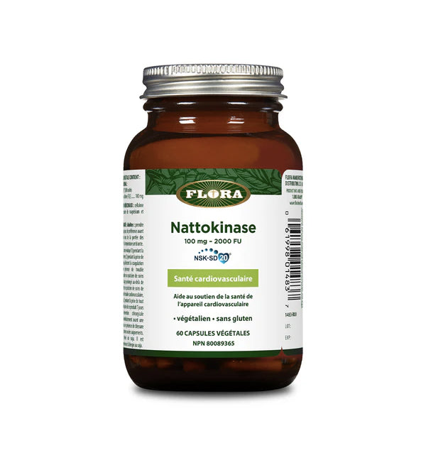 Nattokinase - 100mg - 2000 FU - Santé cardiovasculaire - Flora - 60 capsules