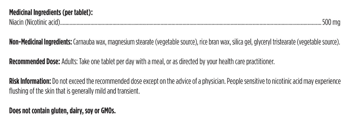 Niacin CRT 500mg - Designs for Health - 60 comprimés