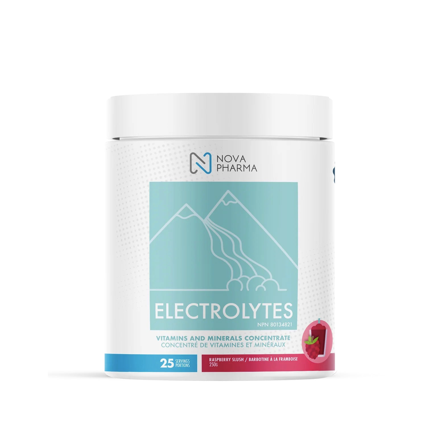 Electrolytes - Barbotine à la framboise - Nova Pharma - 25 portions