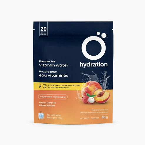 Electrolytes, poudre pour eau vitaminée - Ô Hydration - Pêche Litchi - 80g