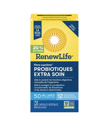 Probiotiques Extra Soin - Flore Suprême - 50 milliards - 12 Souches - Renew Life