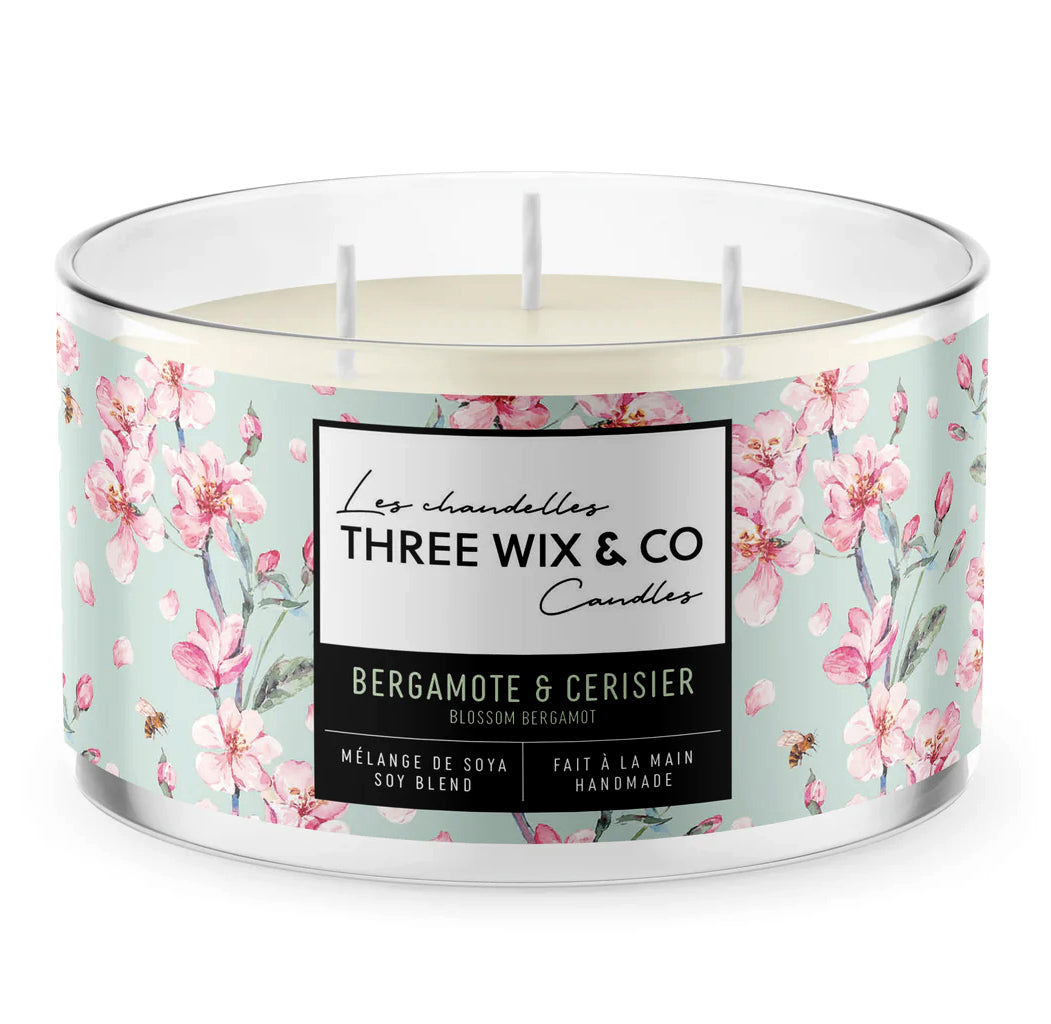Chandelle de soya - Bergamote & Cerisier - Three Wix & Co