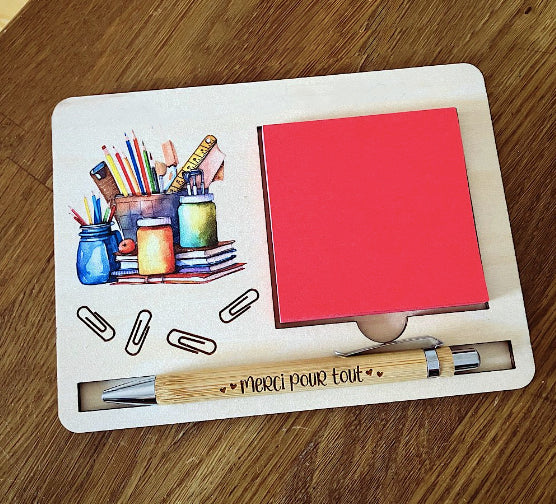 Bloc-Notes en bois - Cadeau pour éducatrice