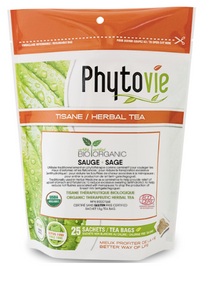 Tisane Sauge Bio - Maux d'estomac & Flatulences, Transpiration excessive & chaleurs Ménopause - Phytovie - 25 sachets