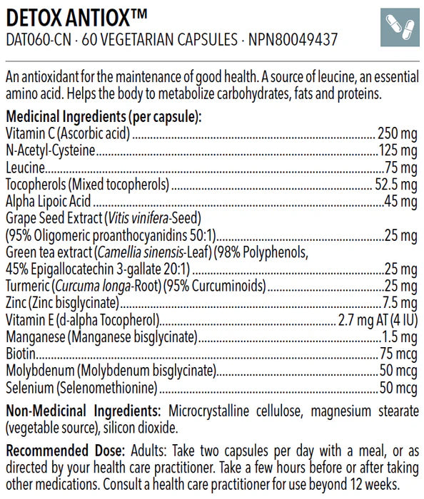 Detox Antiox - Designs for Health - 60 capsules