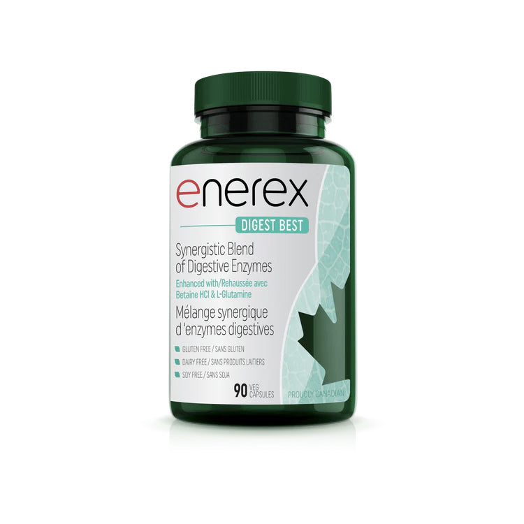 Digest Best - Enzymes digestives avec Bétaïne HCL et L-Glutamine - Enerex - 90 capsules