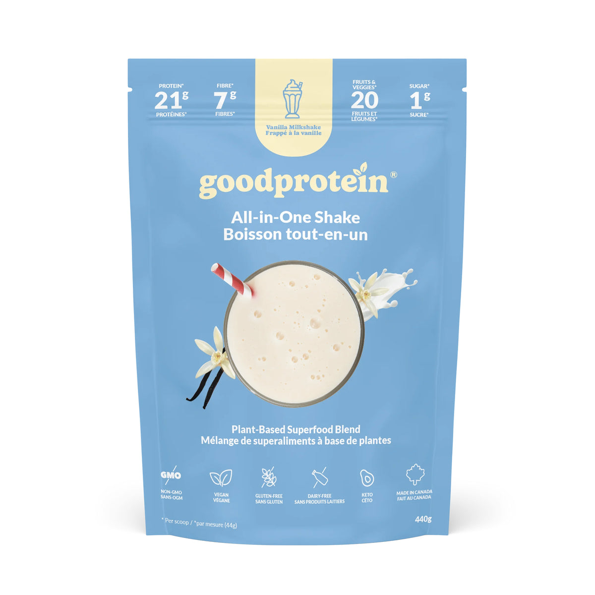 Protéines végétales - Boisson tout-en-un - Frappé à la vanille - Good Protein - 2 formats