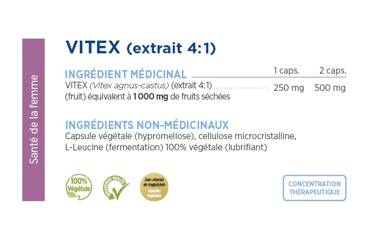 Vitex (extrait 4:1) 250mg - Équilibre féminin et confort hormonal - Gamma Force - 60 capsules