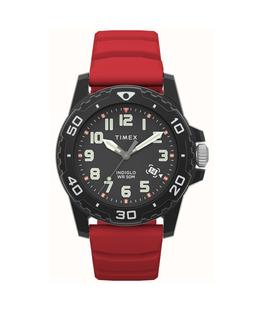 Montre sport pour hommes bracelet rouge Timex Indiglo TW5M61000