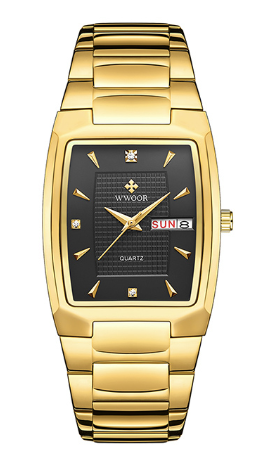 Montre WWOOR Rectangle or fond noir