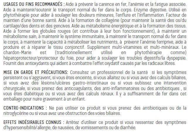 Multi-Iron-Fer / Prévient carence en fer / Anémie - Alterra/ Herbasanté - 30 gélules