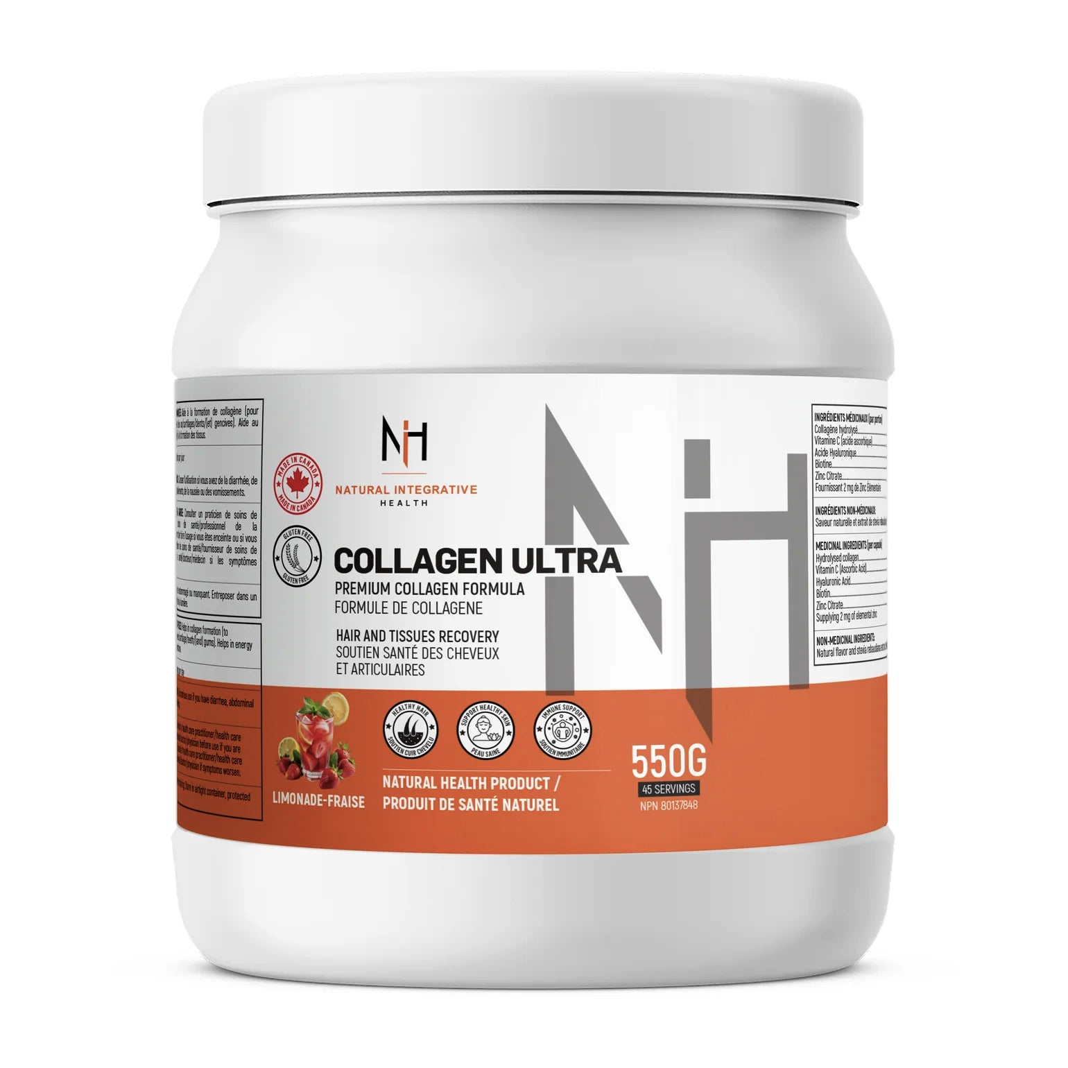 Collagène Ultra - NIH - 550g - Limonade fraise