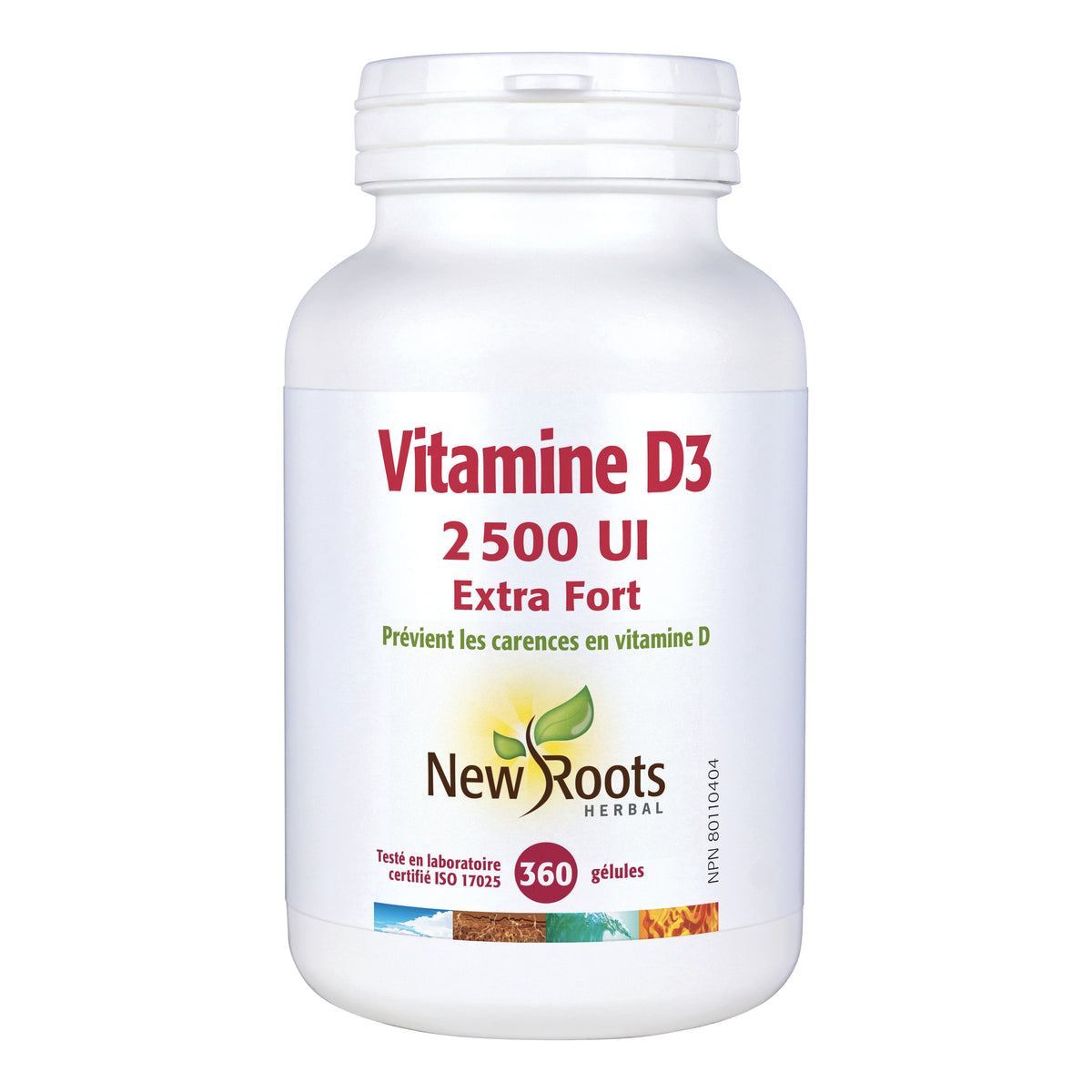 Vitamine D3 2500 UI Extra Fort - New Roots - 360 gélules