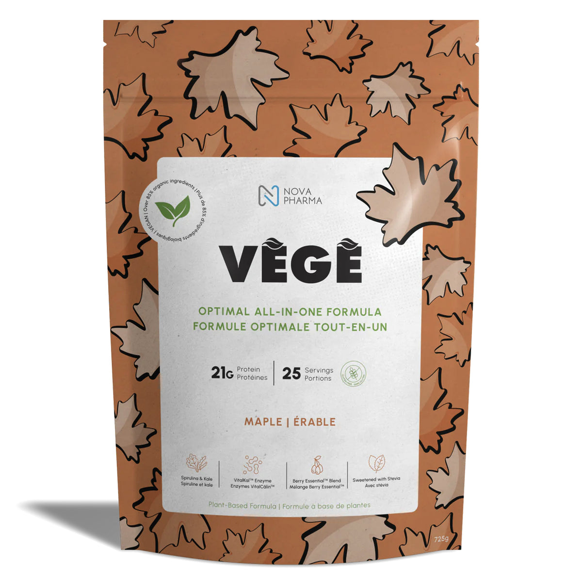 Mélange de protéines végétales complètes - Érable - 725g - Nova Pharma