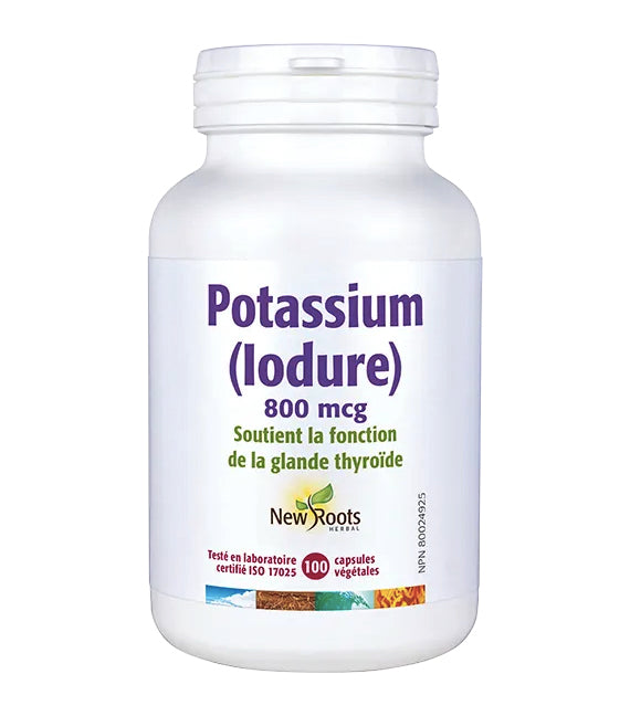 Potassium Iodure 800 mcg - Soutient la fonction de la glande thyroïde - New Roots - 100 capsules