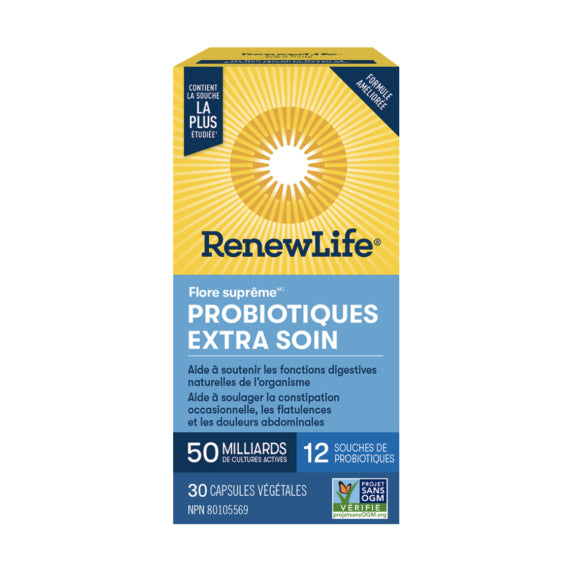 Probiotiques Extra Soin - Flore Suprême - 50 milliards - 12 Souches - Renew Life