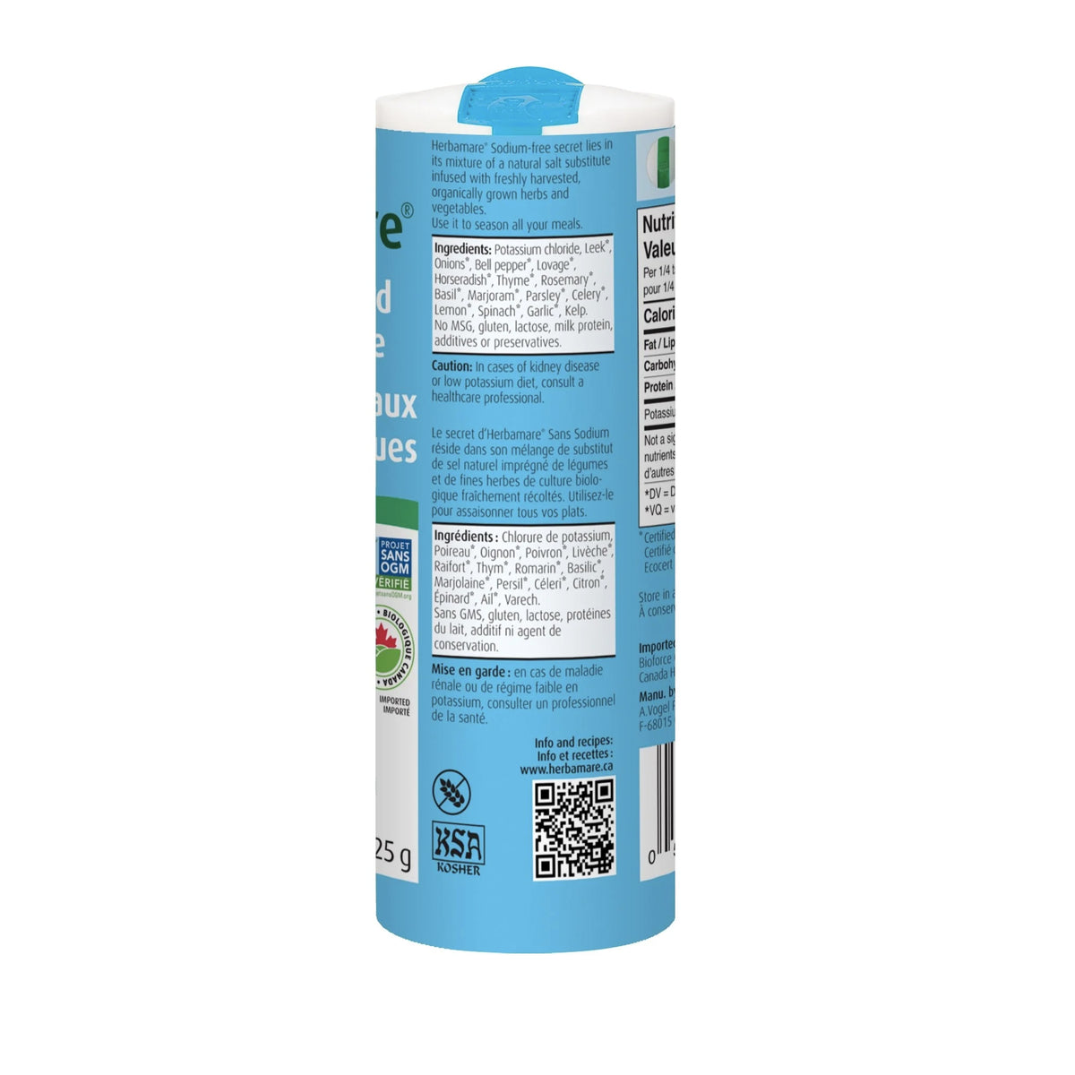 Herbamare Sans sodium - Substitut de sel aux herbes biologiques - A. Vogel - 125 g