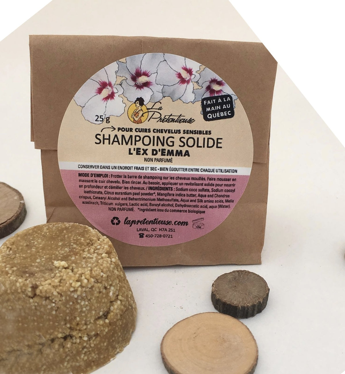 Shampoing solide l'Ex d'Emma - Non parfumé - Cuir chevelu sensible - La Prétentieuse - 100g