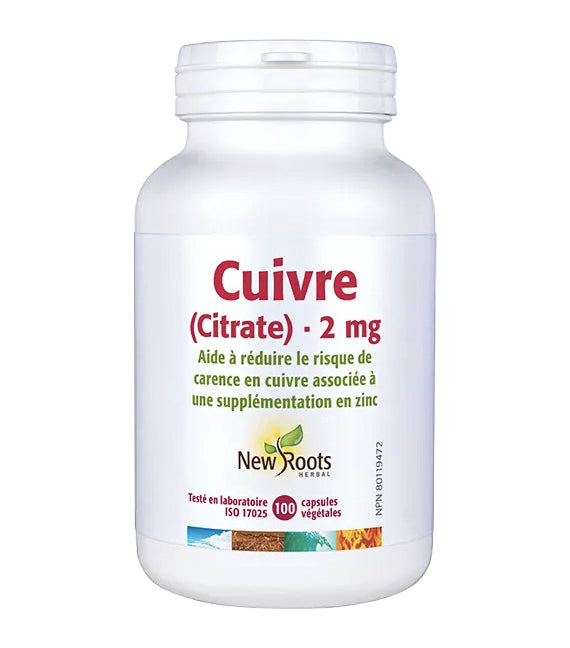 Cuivre (citrate) 2mg - New Roots - 100 capsules