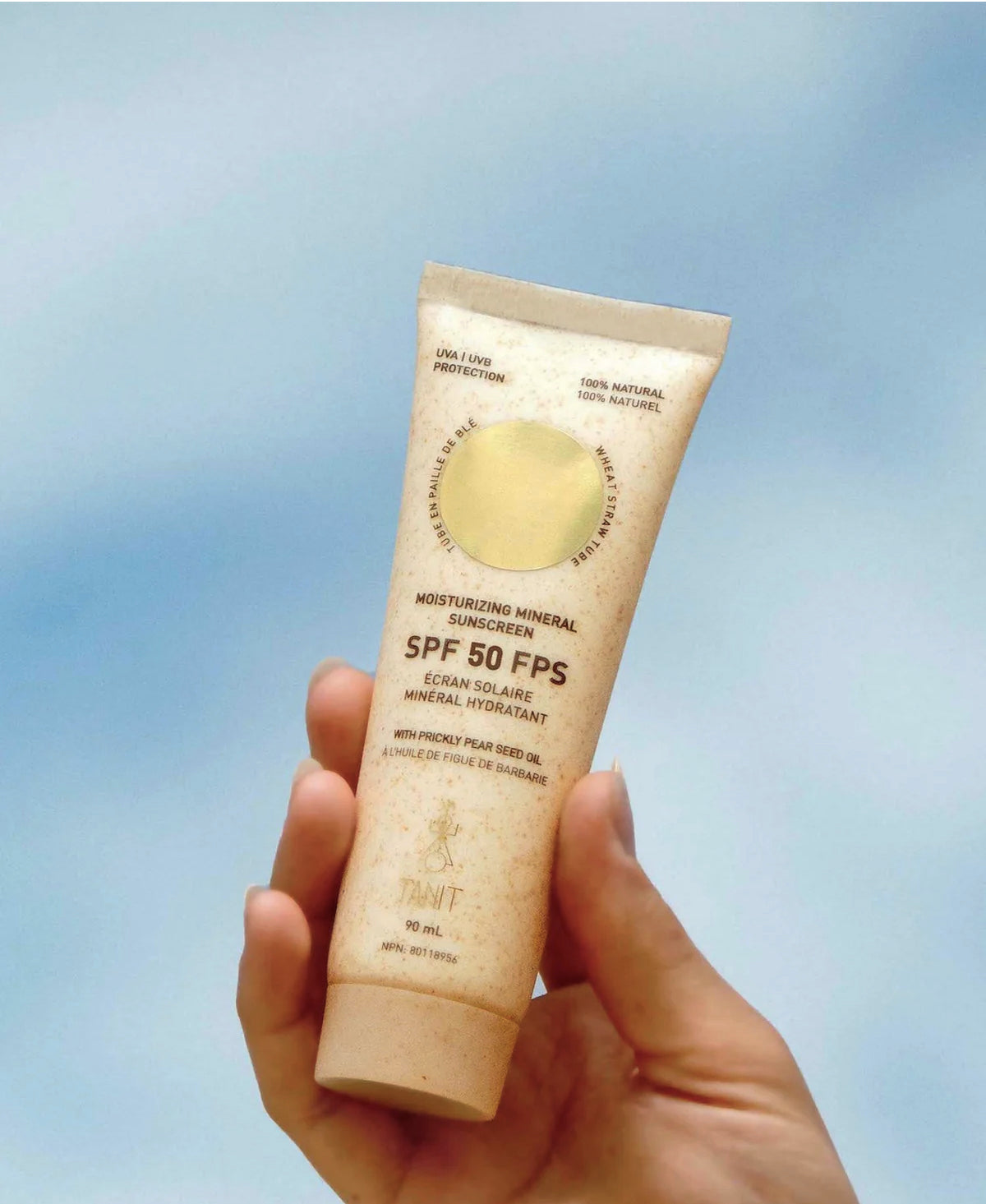Écran Solaire minéral hydratant - FPS50 - Protection maximale avec légère odeur tropicale - Noix de coco & vanille - Tanit - 90ml