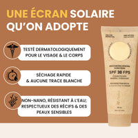 Écran Solaire minéral hydratant - FPS50 - Protection maximale avec légère odeur tropicale - Noix de coco & vanille - Tanit - 90ml