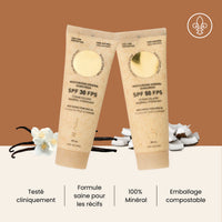 Écran Solaire minéral hydratant - FPS50 - Protection maximale avec légère odeur tropicale - Noix de coco & vanille - Tanit - 90ml